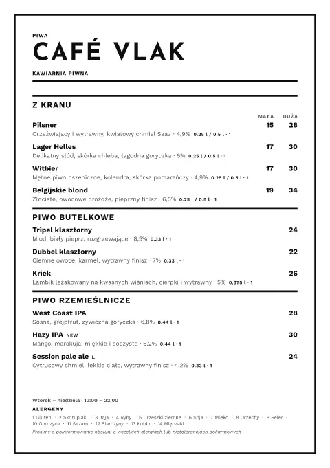 Podstawowa nalewka – podgląd szablonu menu