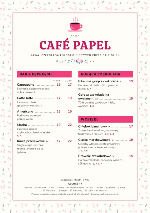 Fiesta crema – podgląd szablonu menu