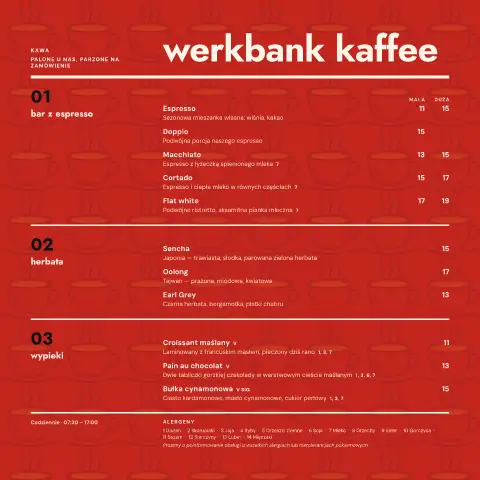 Czerwony kwadrat palarni – podgląd szablonu menu