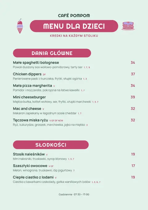 Pomponowa zabawa – podgląd szablonu menu