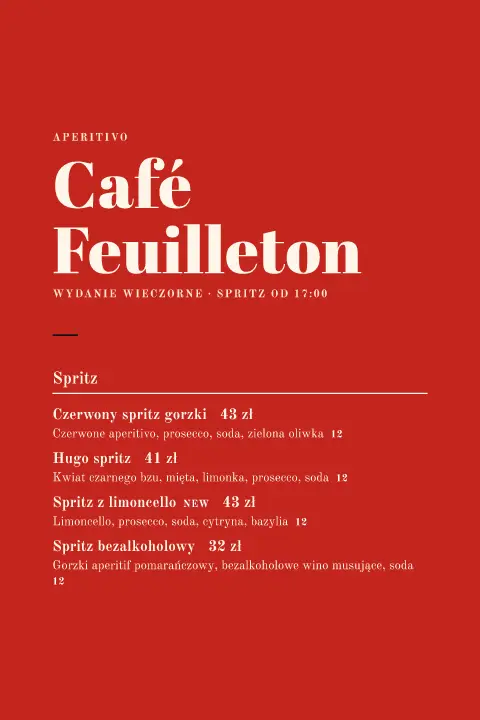 Wydanie wieczorne – podgląd szablonu menu