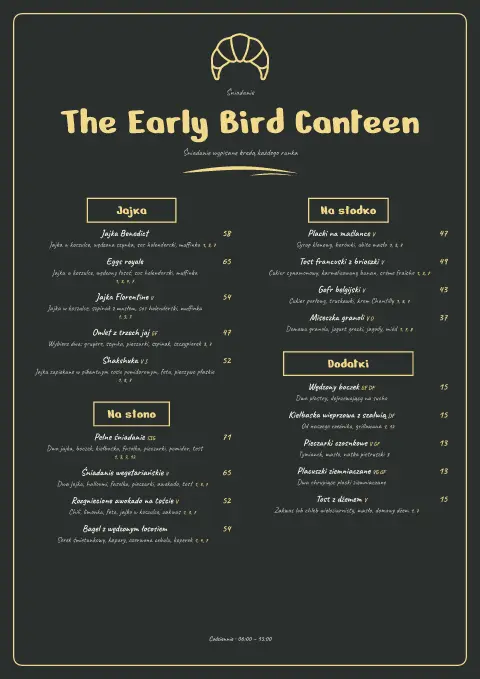 Kredowy kogut – podgląd szablonu menu