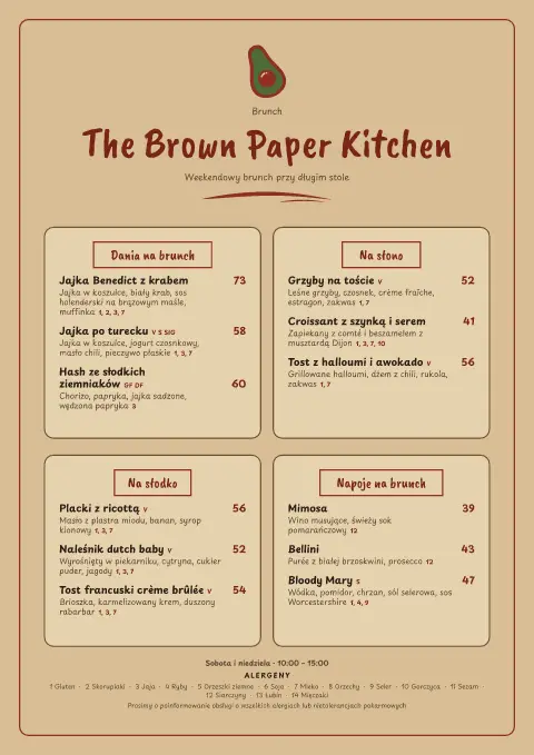 Awokado z kredki – podgląd szablonu menu