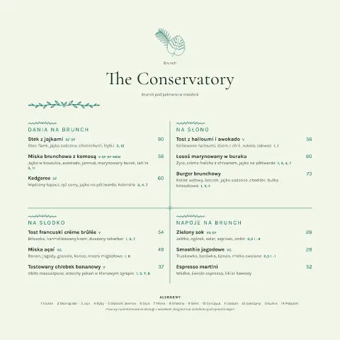 Palmiarnia – podgląd szablonu menu