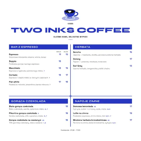 Ultramarynowa moka – podgląd szablonu menu