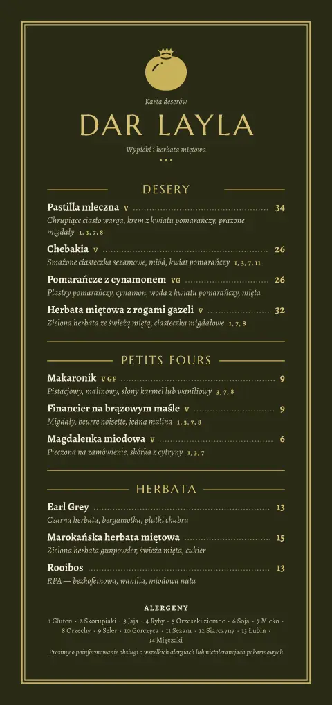 Granatowa noc – podgląd szablonu menu