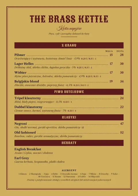 Złocony kran – podgląd szablonu menu