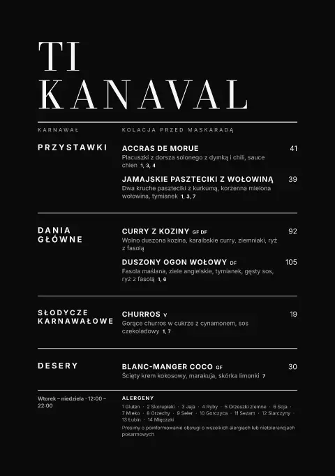 Czarna maska – podgląd szablonu menu