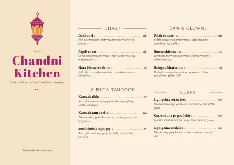 Szafranowa lampa – podgląd szablonu menu
