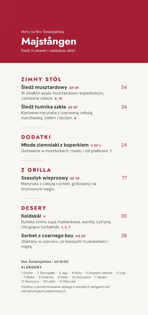 Czerwony maik – podgląd szablonu menu