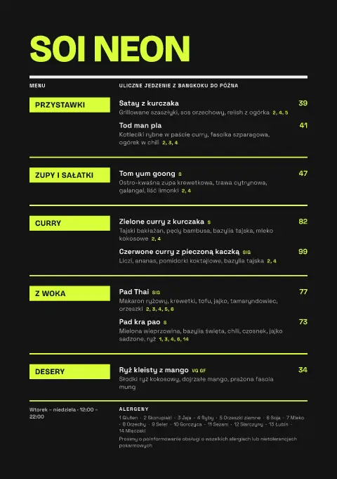 Limonkowy zaułek – podgląd szablonu menu