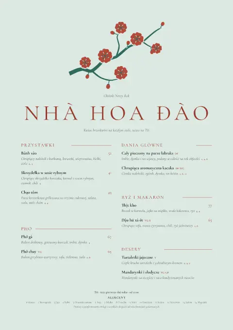 Kwiat brzoskwini na Tết – podgląd szablonu menu