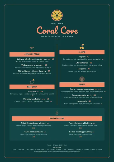 Koralowy zachód – podgląd szablonu menu