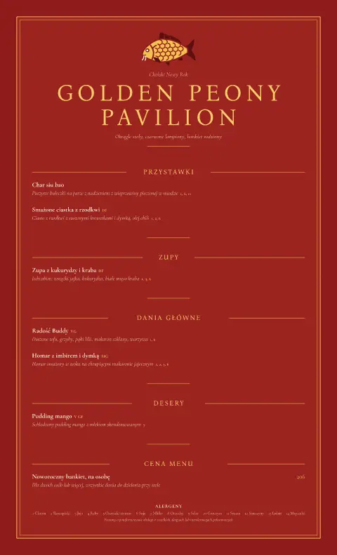 Cynobrowy bankiet – podgląd szablonu menu