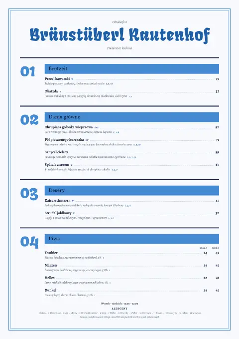 Frakturowa hala – podgląd szablonu menu