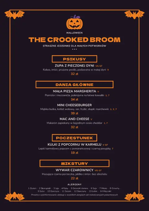 Parada nietoperzy – podgląd szablonu menu
