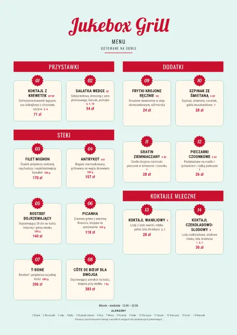 Chromowe kawałki – podgląd szablonu menu