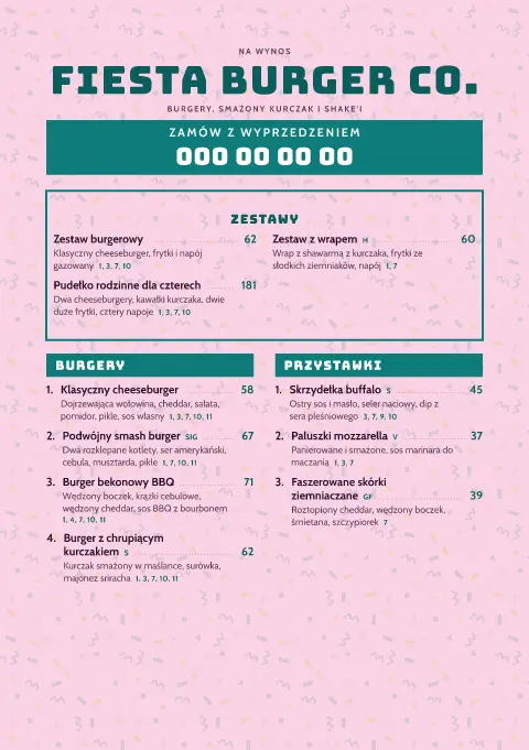 Fiesta stos – podgląd szablonu menu