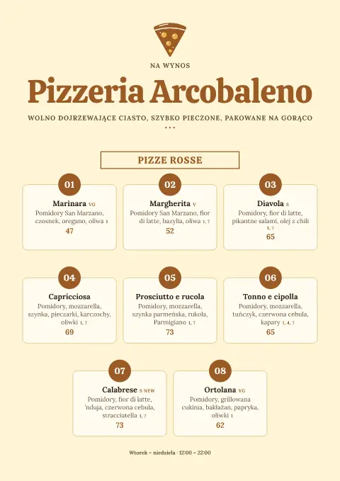 Słoneczny kawałek – podgląd szablonu menu