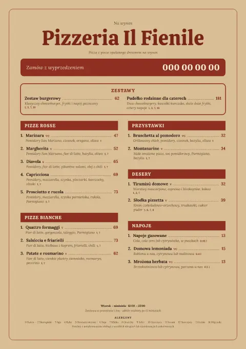 Piec na strychu – podgląd szablonu menu