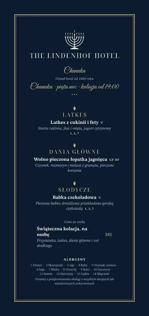 Szampańska menora – podgląd szablonu menu