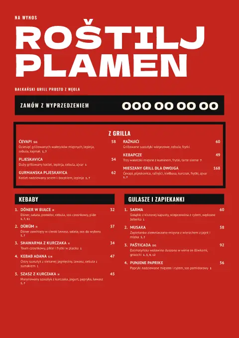 Agitacyjny grill – podgląd szablonu menu