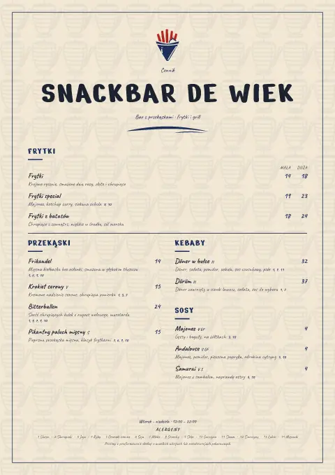 Kredowy snack bar – podgląd szablonu menu