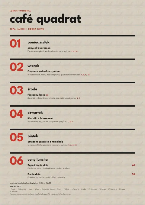 Podstawowy tydzień – podgląd szablonu menu