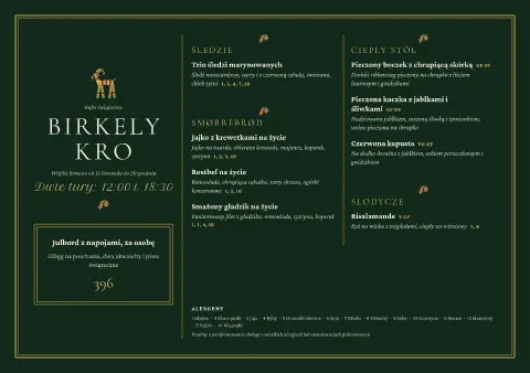 Wiecznie zielony sznaps – podgląd szablonu menu