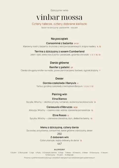 Vilt & Vin – podgląd szablonu menu