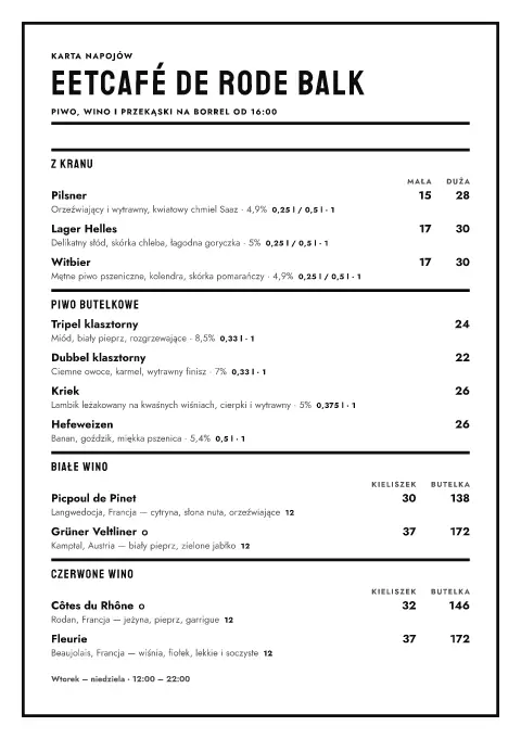 Borrelowy blok – podgląd szablonu menu