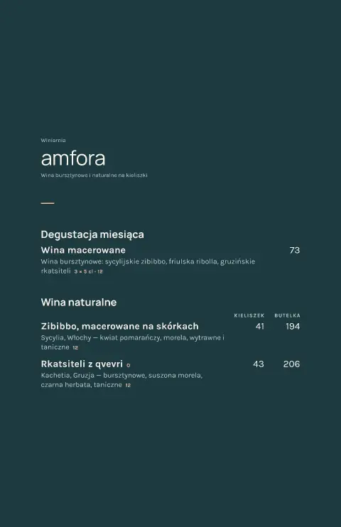 Bursztynowa degustacja – podgląd szablonu menu