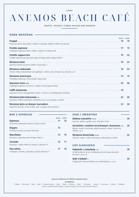 Kobaltowe freddo – podgląd szablonu menu