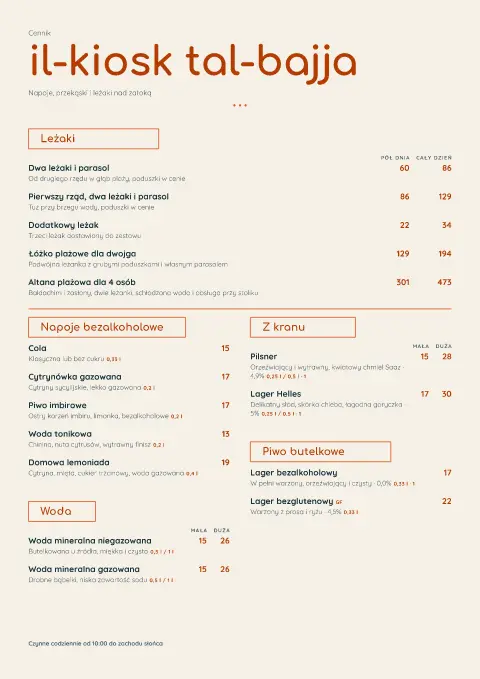 Kamykowy kiosk – podgląd szablonu menu