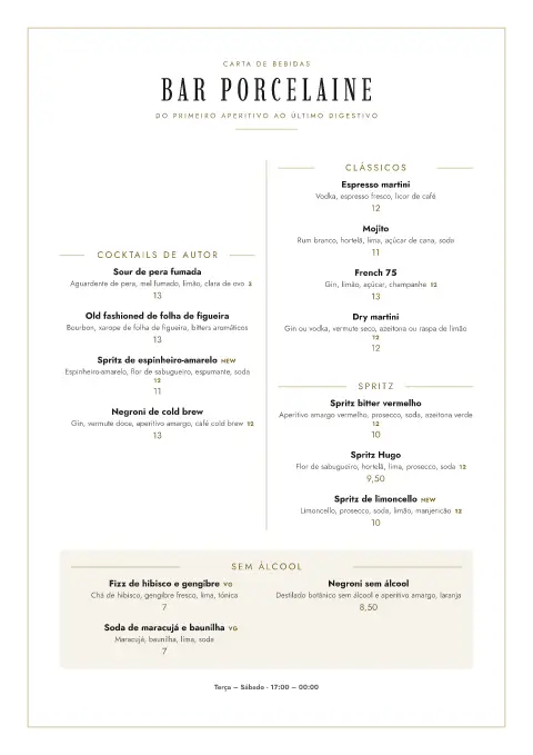 Serviço de porcelana – pré-visualização do modelo de menu