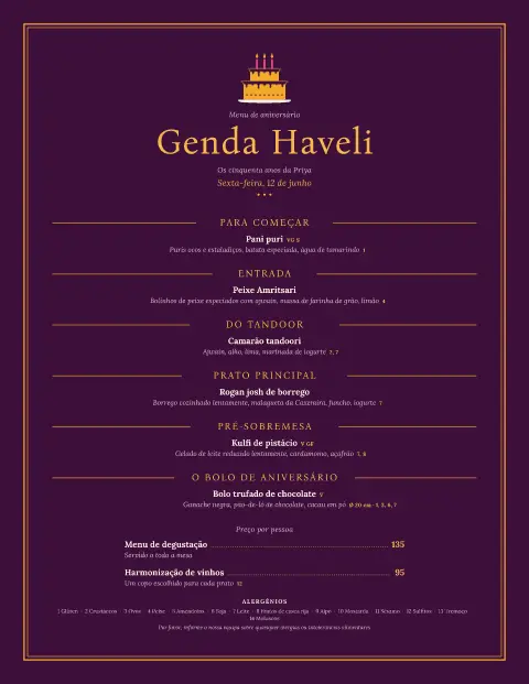 Velas de calêndula – pré-visualização do modelo de menu