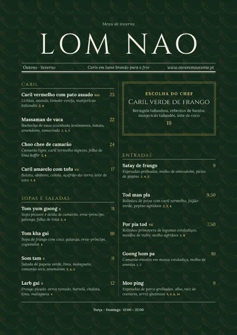 Geada e malagueta – pré-visualização do modelo de menu