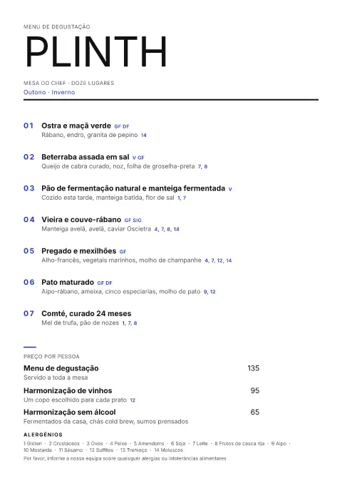 Bloco ultramarino – pré-visualização do modelo de menu
