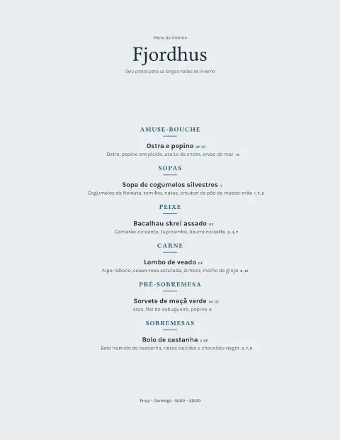 Gelo do fiorde – pré-visualização do modelo de menu