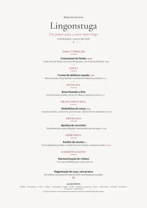 Noite de arando – pré-visualização do modelo de menu
