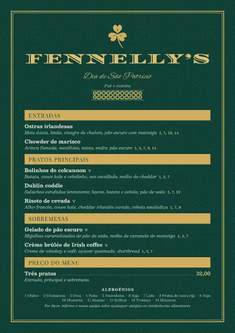 Trevo entrelaçado – pré-visualização do modelo de menu