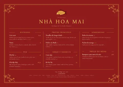 Flor de laca – pré-visualização do modelo de menu