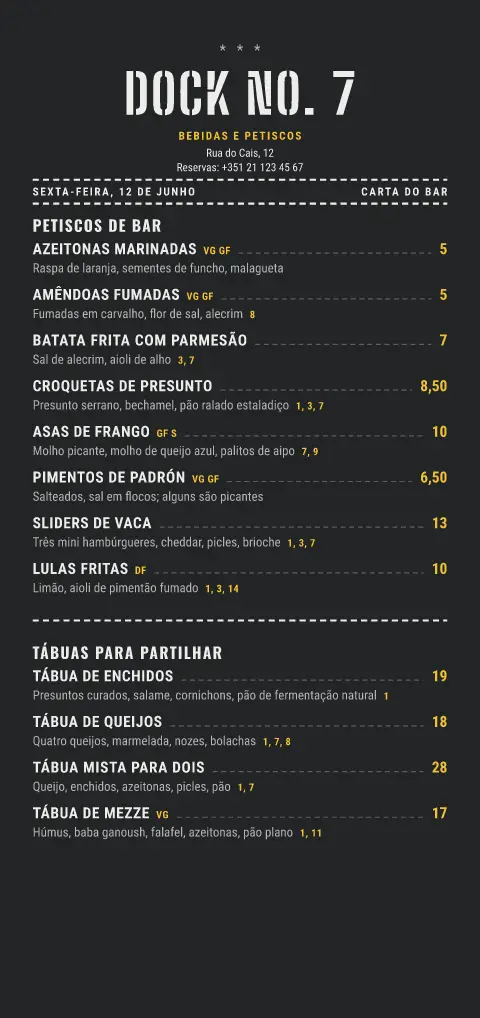 Etiqueta rebite – pré-visualização do modelo de menu