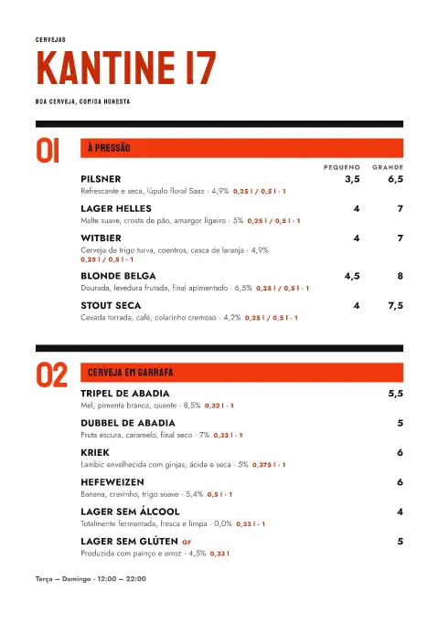 Manifesto pils – pré-visualização do modelo de menu