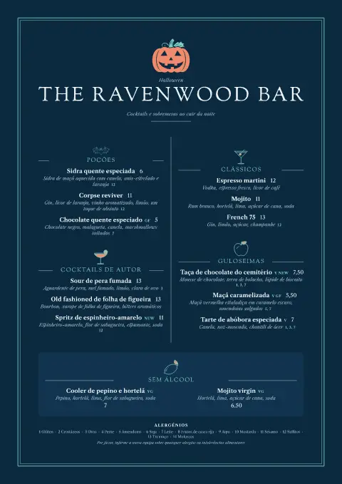 Poção gravada – pré-visualização do modelo de menu