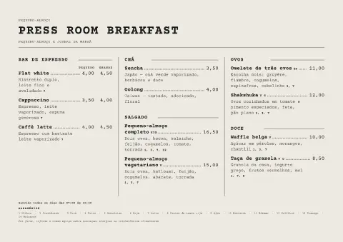 Torrada de teletipo – pré-visualização do modelo de menu