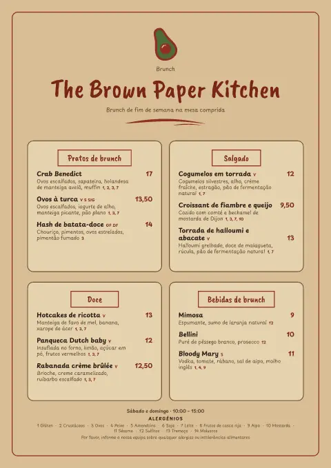 Rabisco de abacate – pré-visualização do modelo de menu