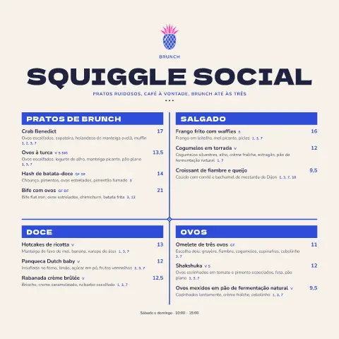 Brunch ziguezague – pré-visualização do modelo de menu