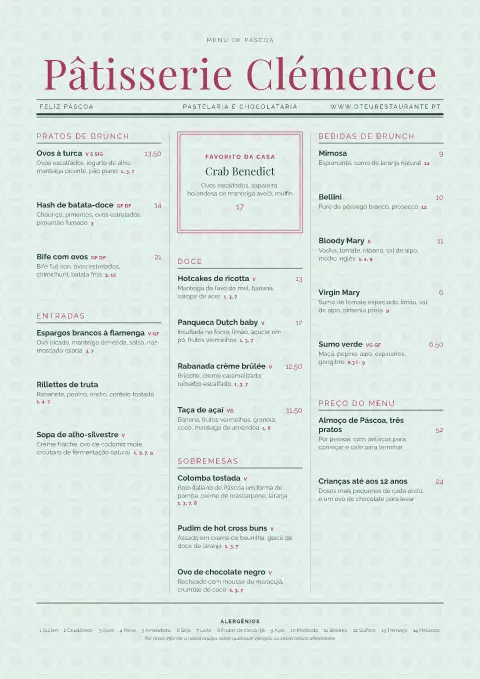 Edição da primavera – pré-visualização do modelo de menu