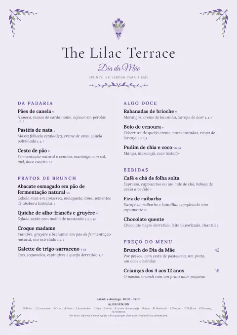 Raminho de lavanda – pré-visualização do modelo de menu